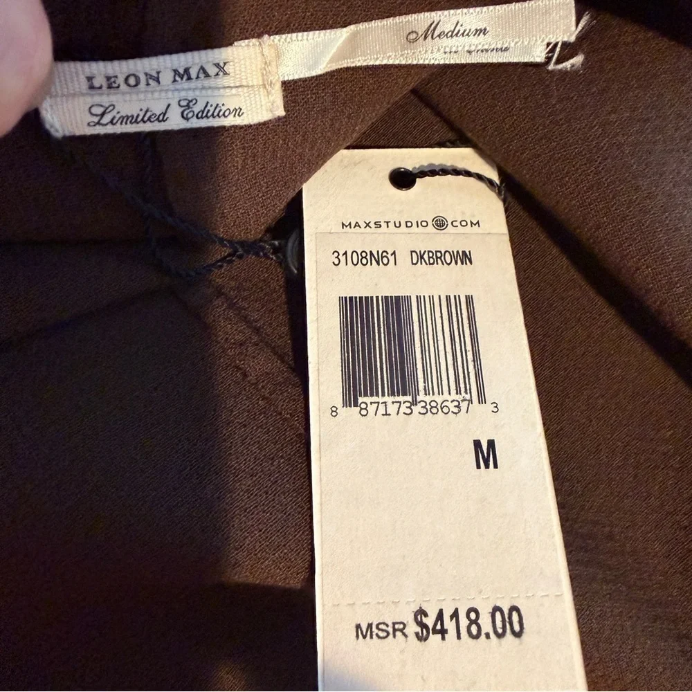 Leon Max Womens Cropped Boxy Blazer Academia Quiet Luxury MEDIUM Chocolate Brown